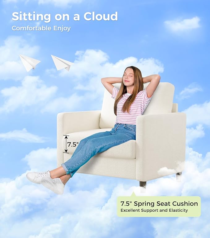 Welzona Sofa Accent Chair, Tool-Free Setup Living Room Accent Chairs, Comfy Arm - Image 7