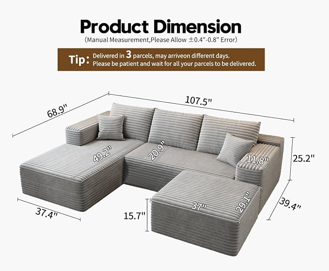 107.5" Cloud Modular Sectional Couch - Image 2