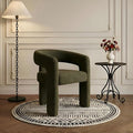Modern Sherpa Barrel Dining Chair Upholstered Faux Fur Dining Room Chair by QUINJAY