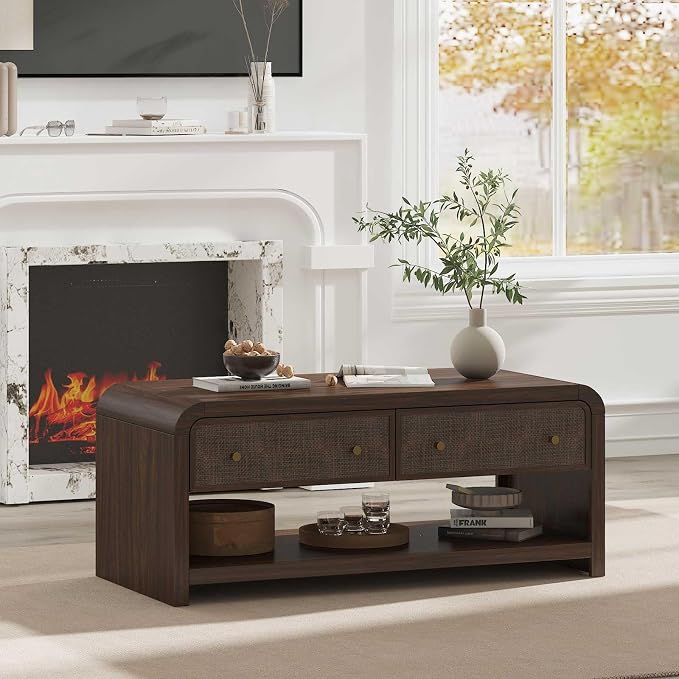 Oak&Sparrow 48'' Boho Coffee Table, Thickened Arc-Shaped Design - Image 7