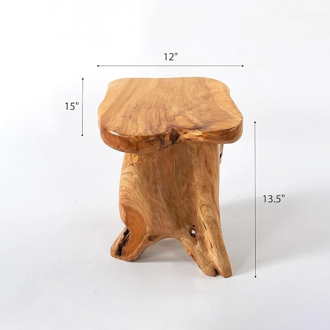 Greenage Cedar Roots Mushroom Accent Stool 12" x 15" x 13.5" Height Natural - Image 2