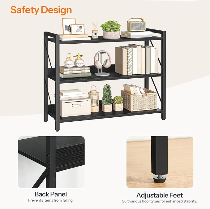 HOOBRO Bookshelf, 3-Tier Industrial Bookcase, Book Shelf Storage Organizer - Image 6