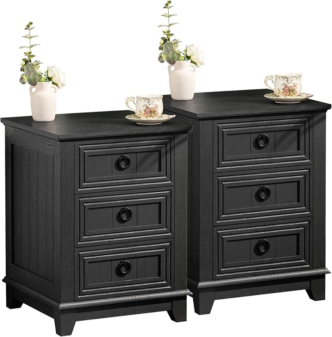 Joaxswe Farmhouse Night Stand Set of 2, Dresser by Joaxswe