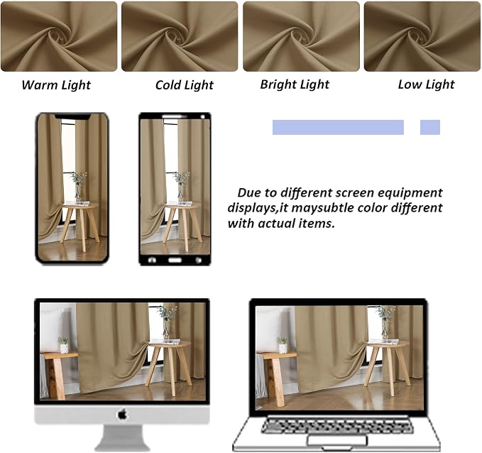 Simplebrand Ava Taupe Short Blackout Curtains - Image 9