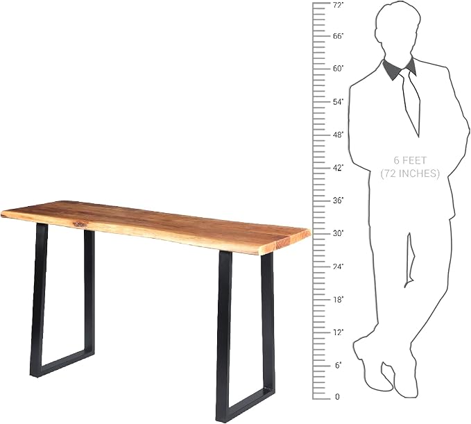 TUP THE URBAN PORT 195122 Industrial Wooden Live Edge Desk - Image 9