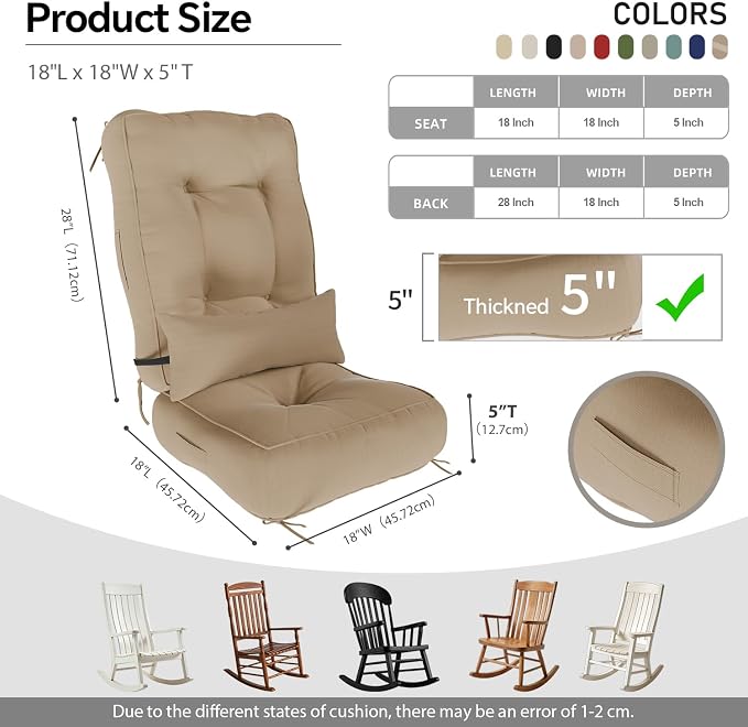 Rocking Chair Cushions with Pillow, Waterproof and Fade-Resistant Thicken - Image 2