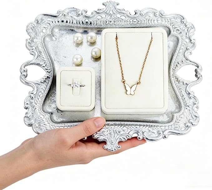 Funly mee 8 x 7 inches Antique Trinket Dish Vintage Jewelry Tray, Ring Holder - Image 2