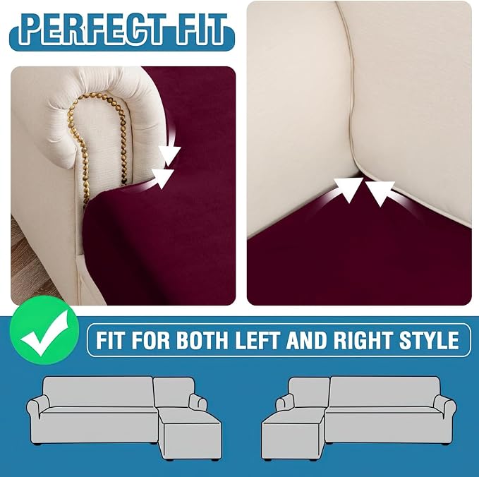 Couch Cover Stretch Velvet Sofa Cushion Cover 2-Piece - Image 7