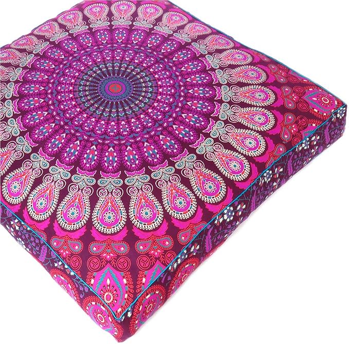 Mandala Floor Pillow Cover Meditation Cushion Seating Throw Hippie Round - Image 4