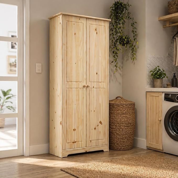 From the Tree Furniture Solid Pine Pantry Cabinet — 72" Tall Unfinished Kitchen - Image 7