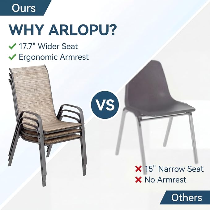 Arlopu 5 Piece Outdoor Patio Dining Set, Porch Furniture - Image 3