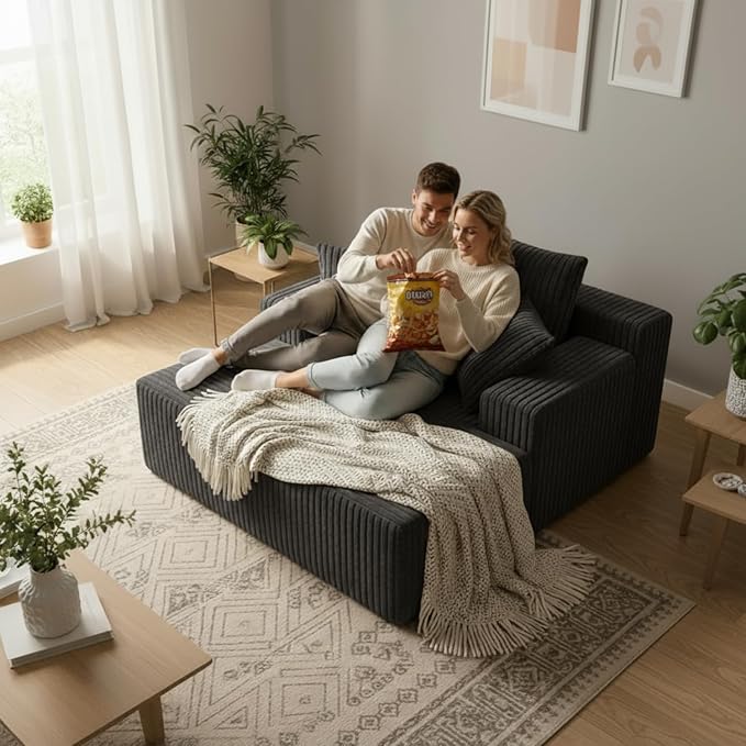 Sytopia Chaise Lounge with Armrests, Oversized Sofa Bed with 3 Pillows - Image 8