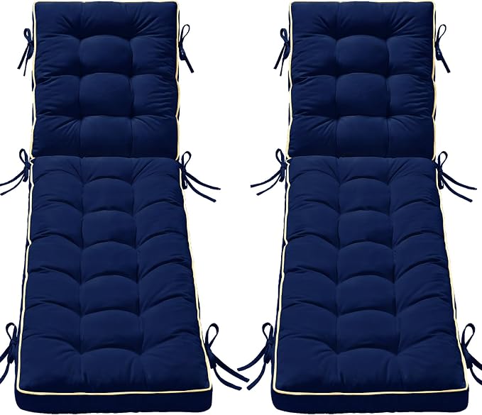 2 Pack 80x26 Inch Folding Chaise Lounge Cushion Quick Dry by AMCATON