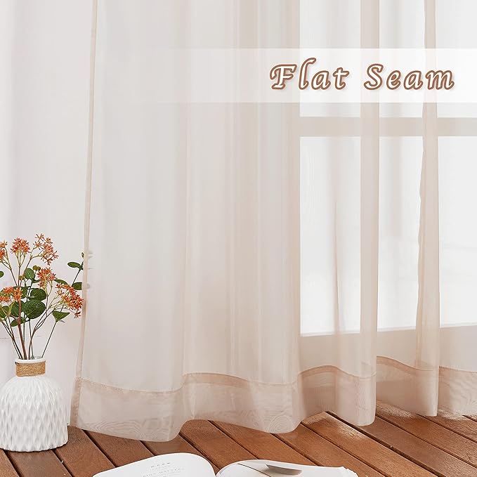 NICETOWN Taupe Sheer Curtains 96 inches Long, Grommet Voile Textured Airy Sheer - Image 7
