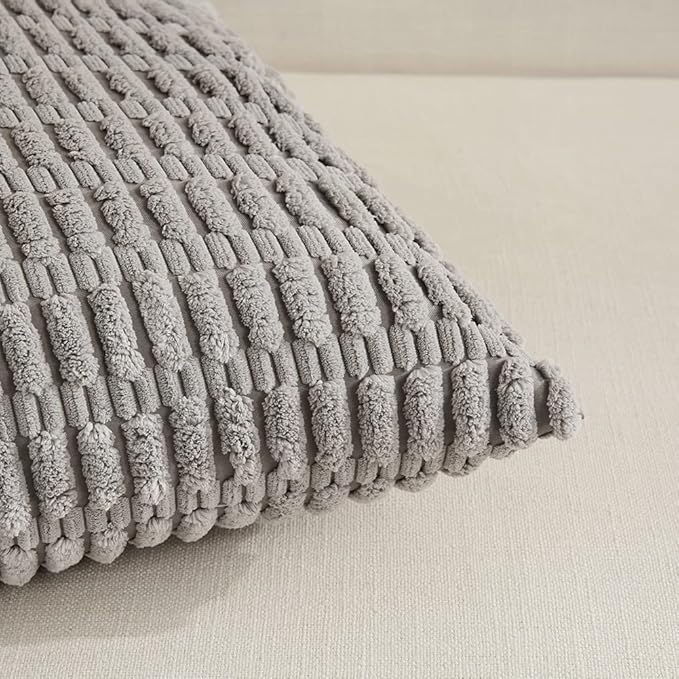 Fancy Homi 4 Packs Grey Decorative Throw Pillow Covers 24x24 Inch - Image 4