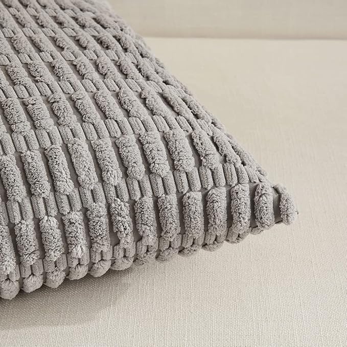 Fancy Homi 4 Packs Grey Decorative Throw Pillow Covers 22x22 Inch - Image 4