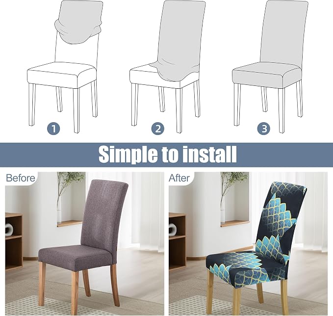 BIETYONE Stretch Dining Chair Covers Set of 4, Soft Removable Washable Kitchen - Image 4