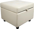 H&B Luxuries Tufted Leather Square Flip Top Storage Ottoman Cube Foot Rest by HBLuxuries