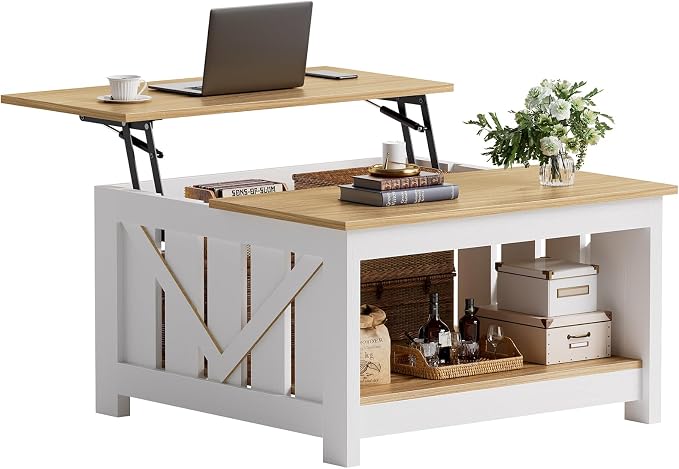 FABATO Lift Top Coffee Table, 31.5" Farmhouse Coffee Tables - Image 8