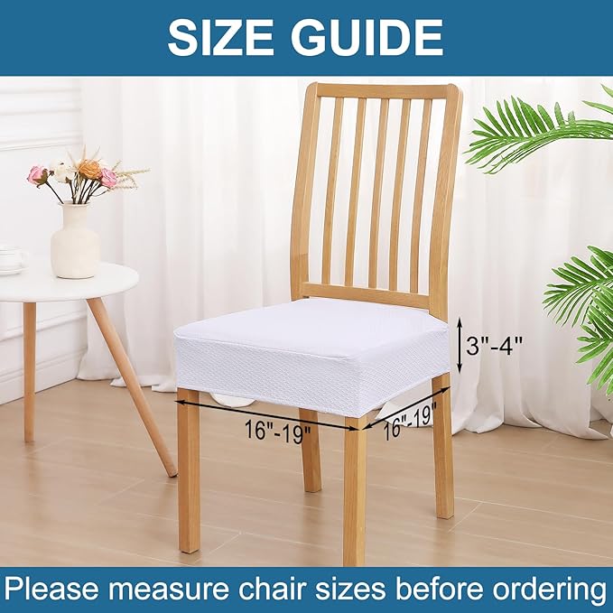 Smiry Waterproof Seat Covers for Dining Room Chairs Set of 2, Stretch Jacquard - Image 2