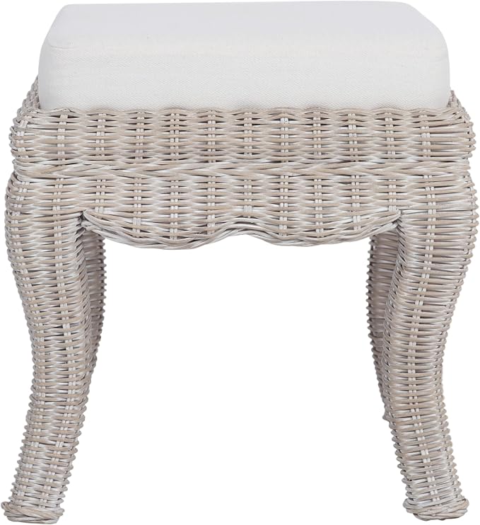 JONATHAN Y Rowan 18.5" Gray White Wash Woven Rattan Vanity Stool - Image 5