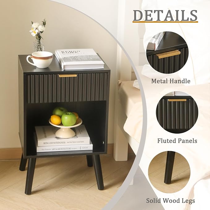 Fultyle Fluted Black Nightstand - Image 6