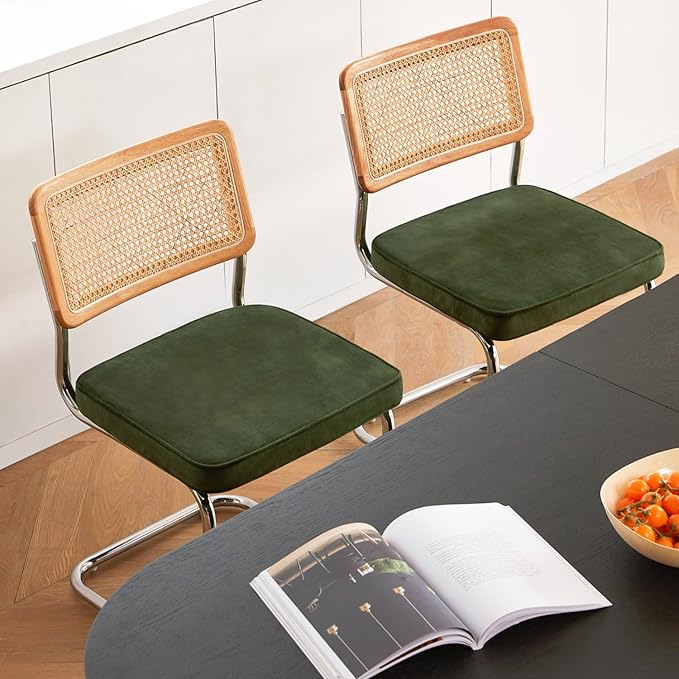 GrandNoor Rattan Dining Chairs Set, Wooden Mid Century Modern Dining Room Chairs - Image 3