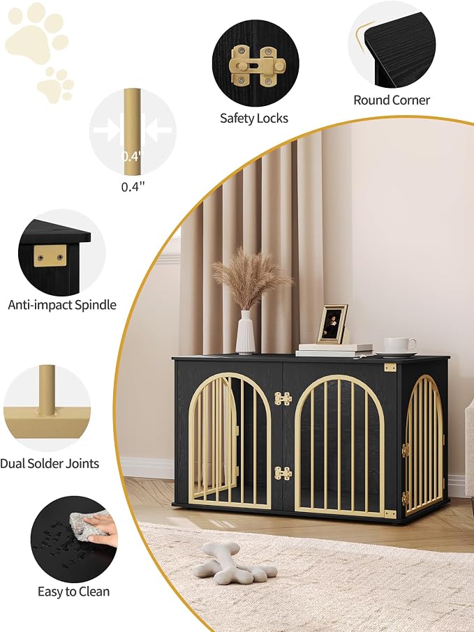 Hzuaneri 39.4" Wooden Dog Crate Furniture, Indoor Dog Kennel Dogs Cage - Image 6