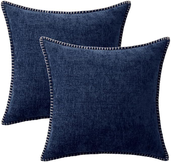 MIULEE Pack of 2 Couch Throw Pillow Covers 20x20 Inch Navy Farmhouse Decorative - Image 6