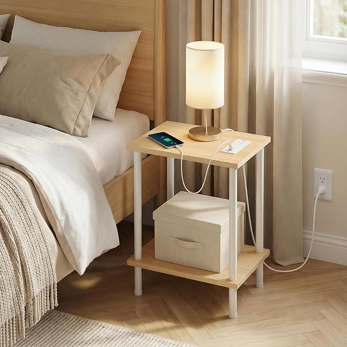 HOOBRO Side Table with Charging Station, End Table with USB Port and Outlet - Image 4