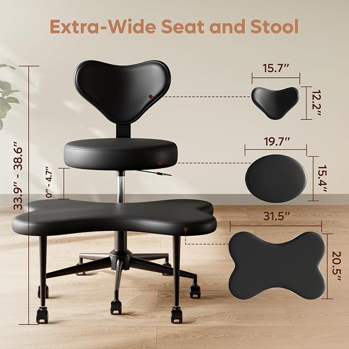 Pinmoco Ergonomic Cross Legged Chair, 360° Swivel Meditation Chair - Image 2