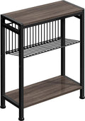 Side Table for Small Space, 3-Tier Narrow End Tablewith Magazine Holder by HOME