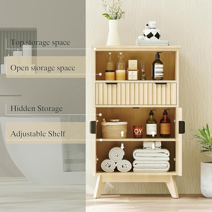 Fatmok Buffet Cabinet with Storage Set of 3, Wood Buffet Sideboard Console Table - Image 4