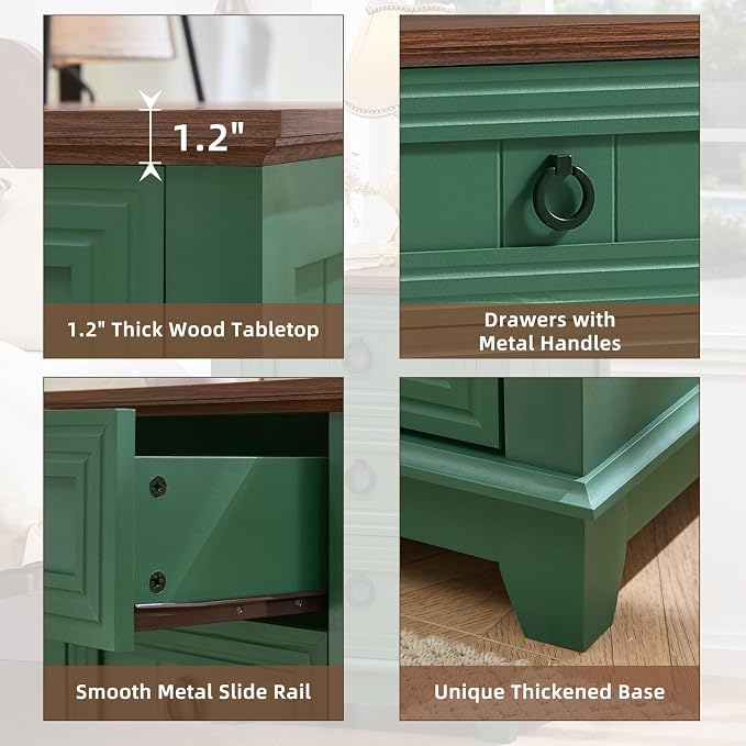 Joaxswe Farmhouse Night Stand, Sofa Bed Side Table Chest of Drawers, Wood - Image 4