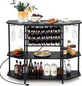 COSTWAY Wine Bar Cabinet, 3-Tier Liquor Cabinet by COSTWAY