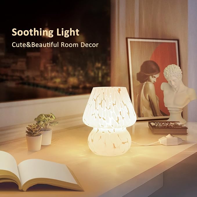 ONEWISH Mushroom Lamp Small Bedside Table Lamp-Nightstand Nightlight Dimmable - Image 4