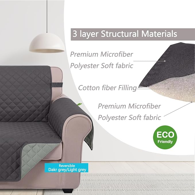 U-NICE HOME Recliner Chair Covers Reversible Quilted Water Repellent Pet - Image 5