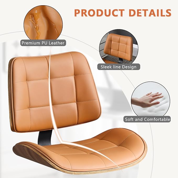 Home Office Desk Chair with Wheels, Adjustable Height Armless Office Chair - Image 8