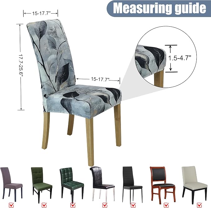 BIETYONE Stretch Dining Chair Covers Set of 6, Soft Removable Washable Kitchen - Image 5