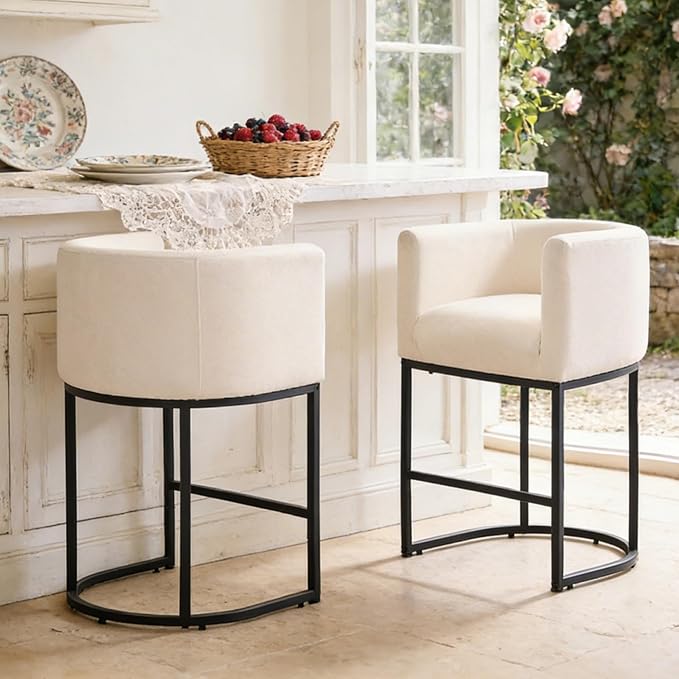 ClinQ 26" H Counter Height Bar Stools Set of 2, Modern Barrel Counter Stools by ExperienceExquisiteLife