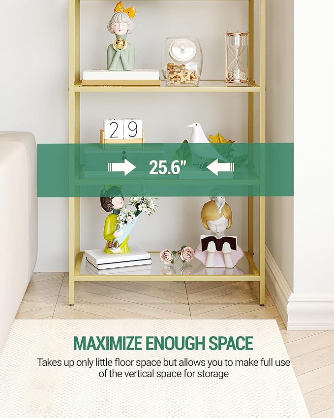 Hzuaneri Bookcase Bookshelf, Tempered Glass Bookshelves, Slim Shelving Unit - Image 6
