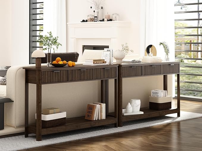 RUSTOWN Fluted Wood Console Table - Image 9