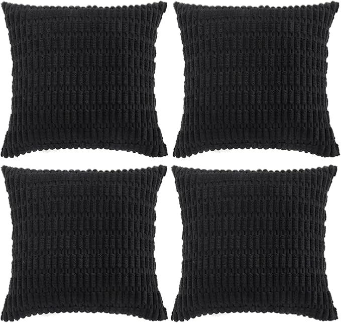 Fancy Homi 4 Packs Boho Black Decorative Throw Pillow Covers 20x20 Inch by Fancy+Homi