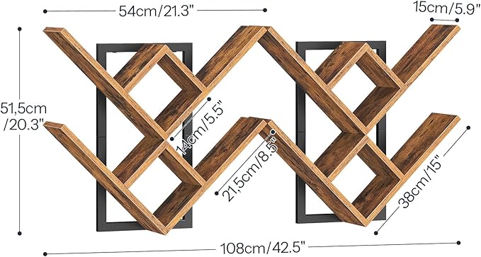 HOOBRO Floating Shelves for Wall, 2-Tier Wooden Tree Bookshelf, Hanging Shelves - Image 2