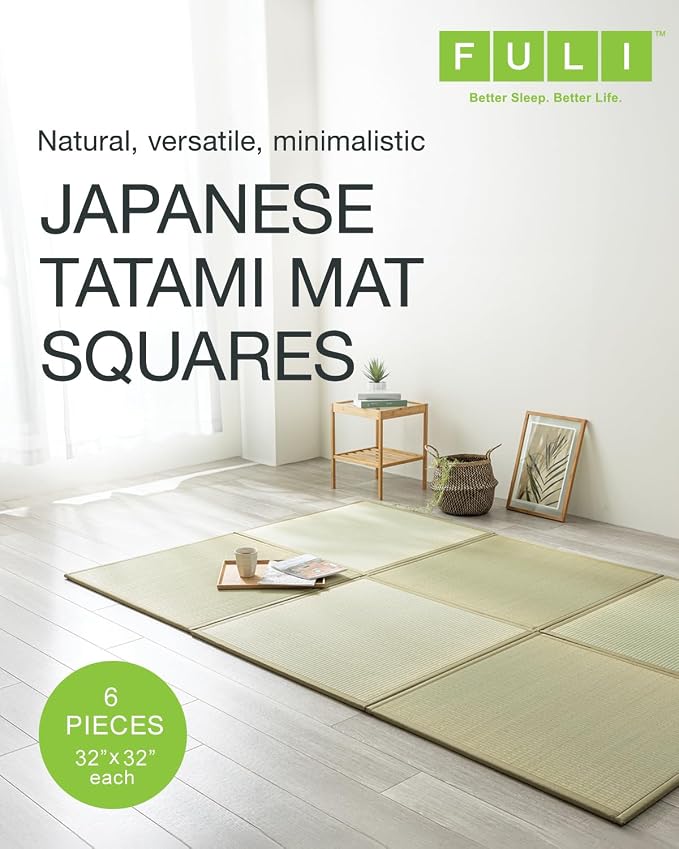 FULI Japanese Square Tatami Rug, Lightweight Igusa Mat, Made in Japan - Image 2