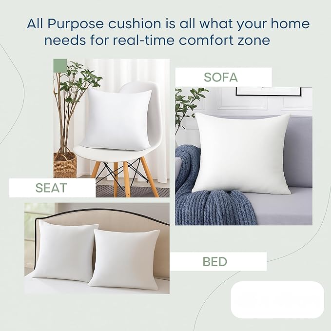 LANE LINEN 4 Pack 18x18 White Throw Pillow Inserts - Image 3