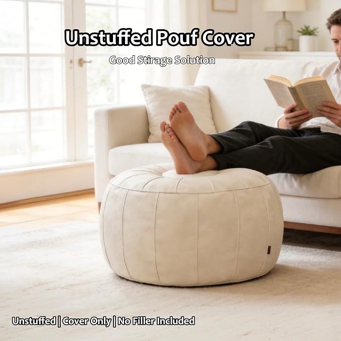 Thgonwid Unstuffed Moroccan Storage Pouf Foot Stool Ottoman Seat, No Filler - Image 9