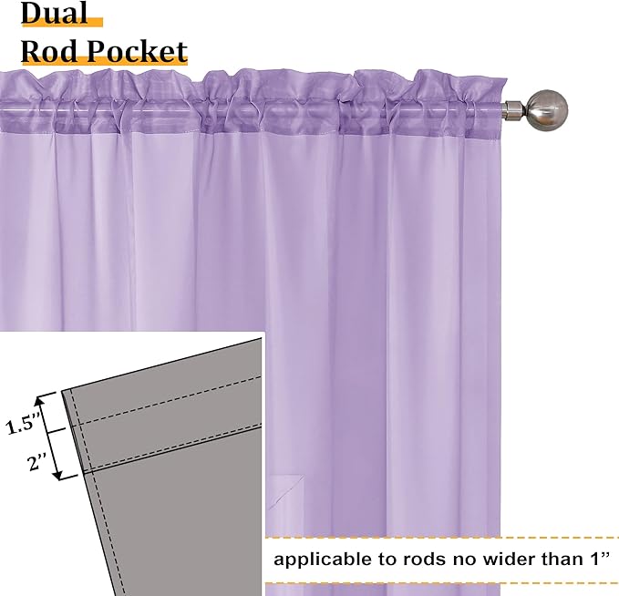 Aiyufeng Light Purple Sheer Curtain Panels Pair Sold 72 Inch Length, Light - Image 4