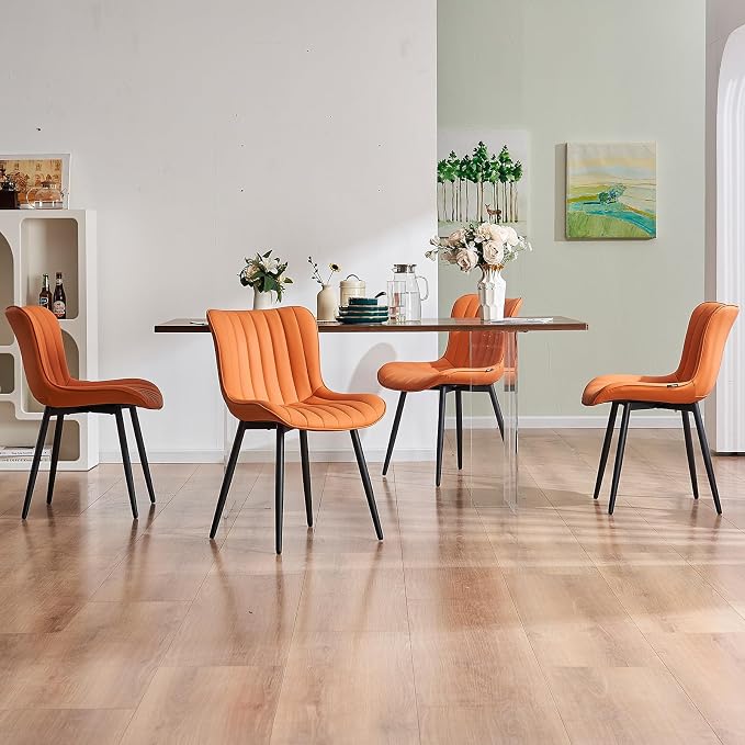 YOUNUOKE Dining Chairs Set of 2 Camel Mid Century Modern Kitchen Chairs Armless - Image 8