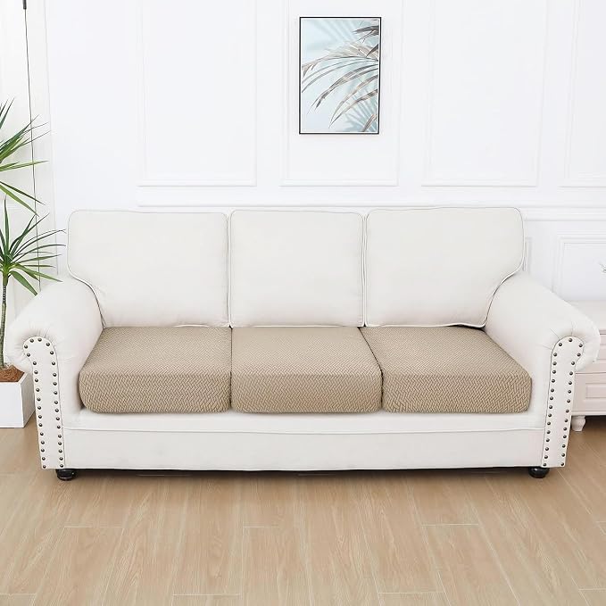 Smiry Waterproof Couch Cushion Covers, Stretch Jacquard Thick Sofa Cushion - Image 5